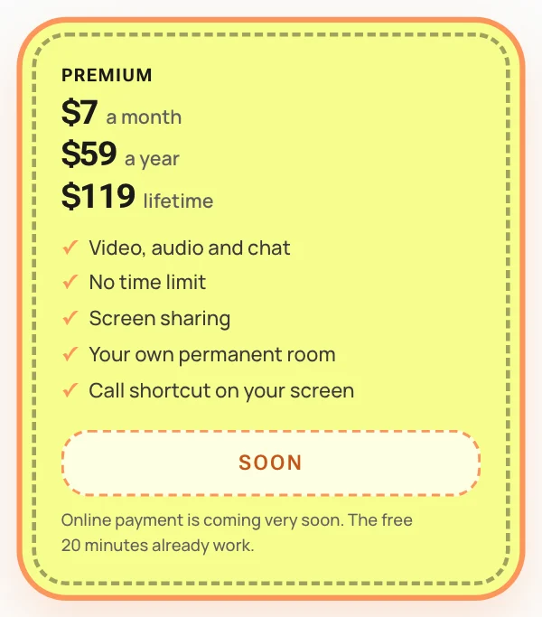 The Premium plan card with the "Soon" button